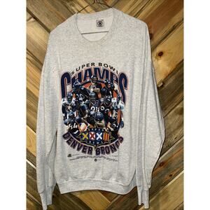 Denver Broncos Super Bowl Champs XXXII Adult L Sweat Shirt MADE IN USA Vintage